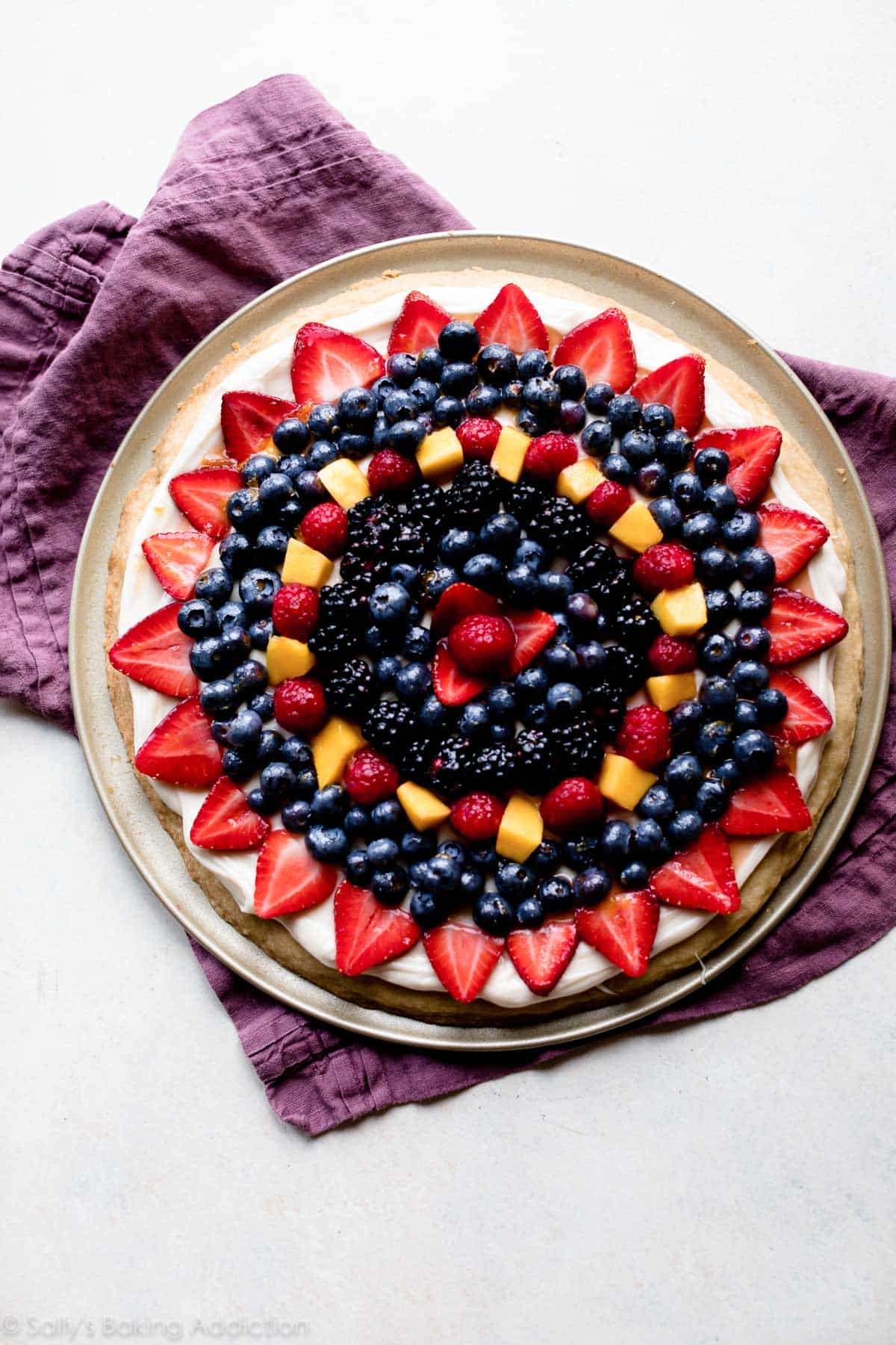 fruit pizza with berries