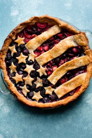 American flag pie after baking