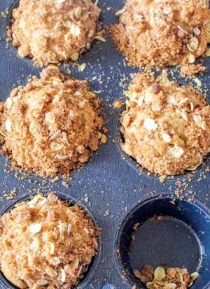 overhead photo of apple pie muffins