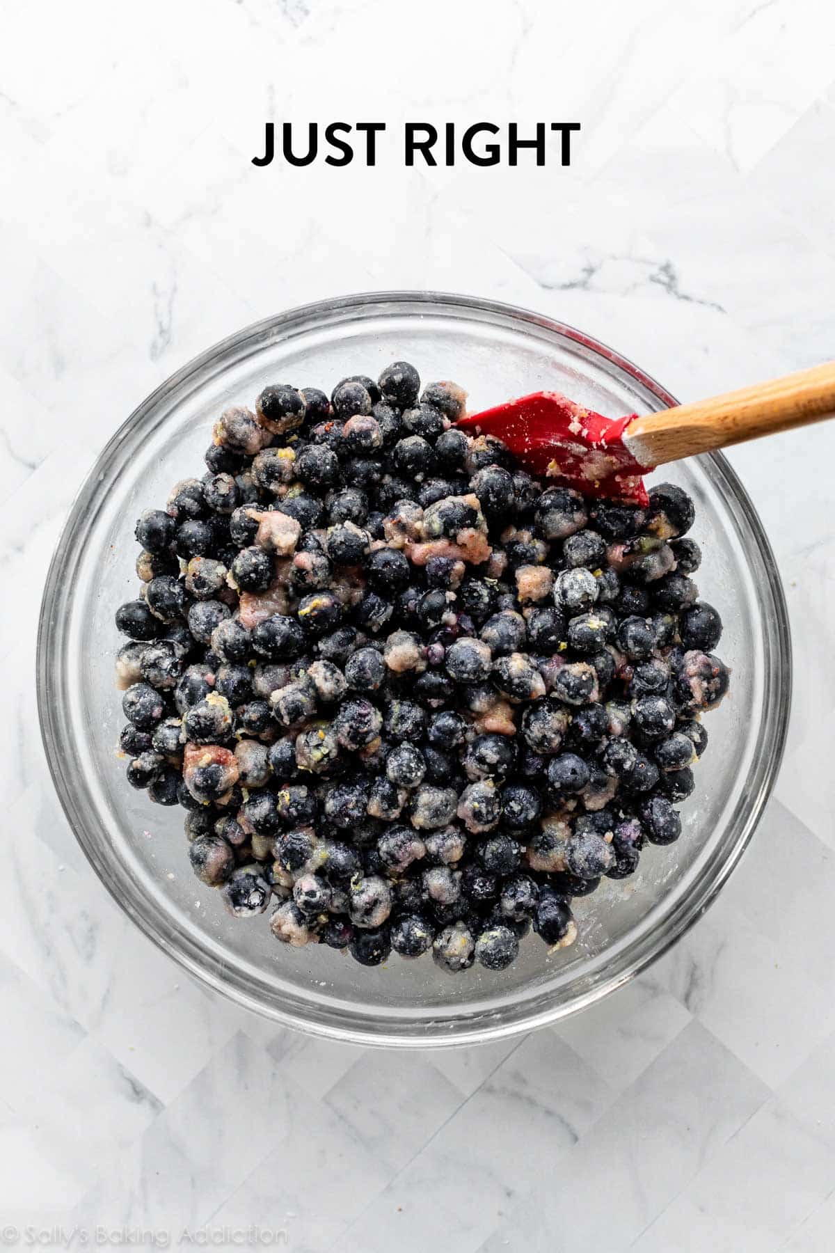 blueberry pie filling in glass bowl.