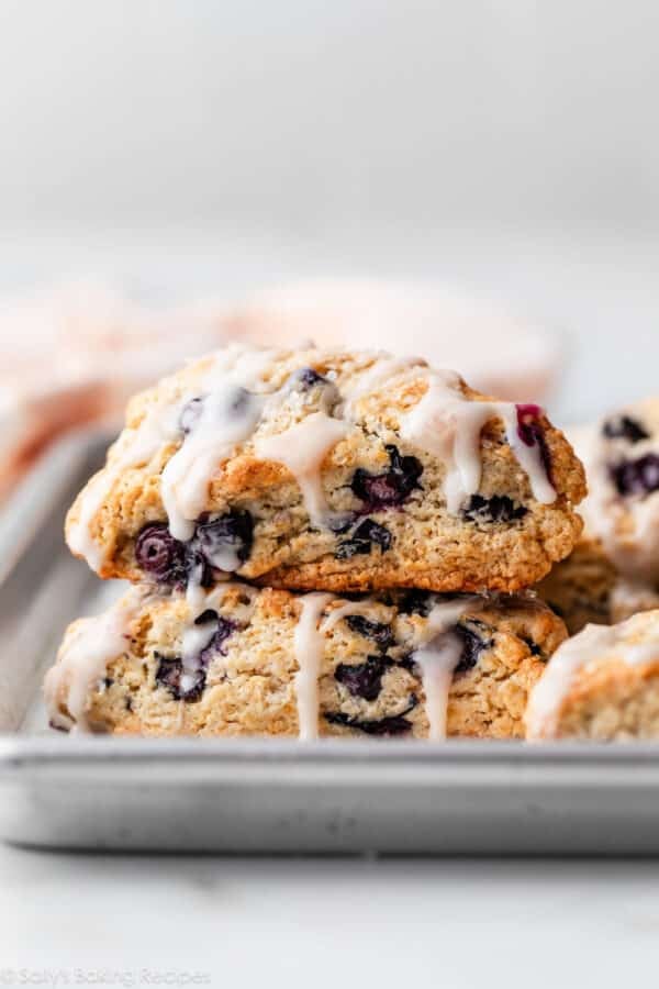 stack of 2 blueberry scones.