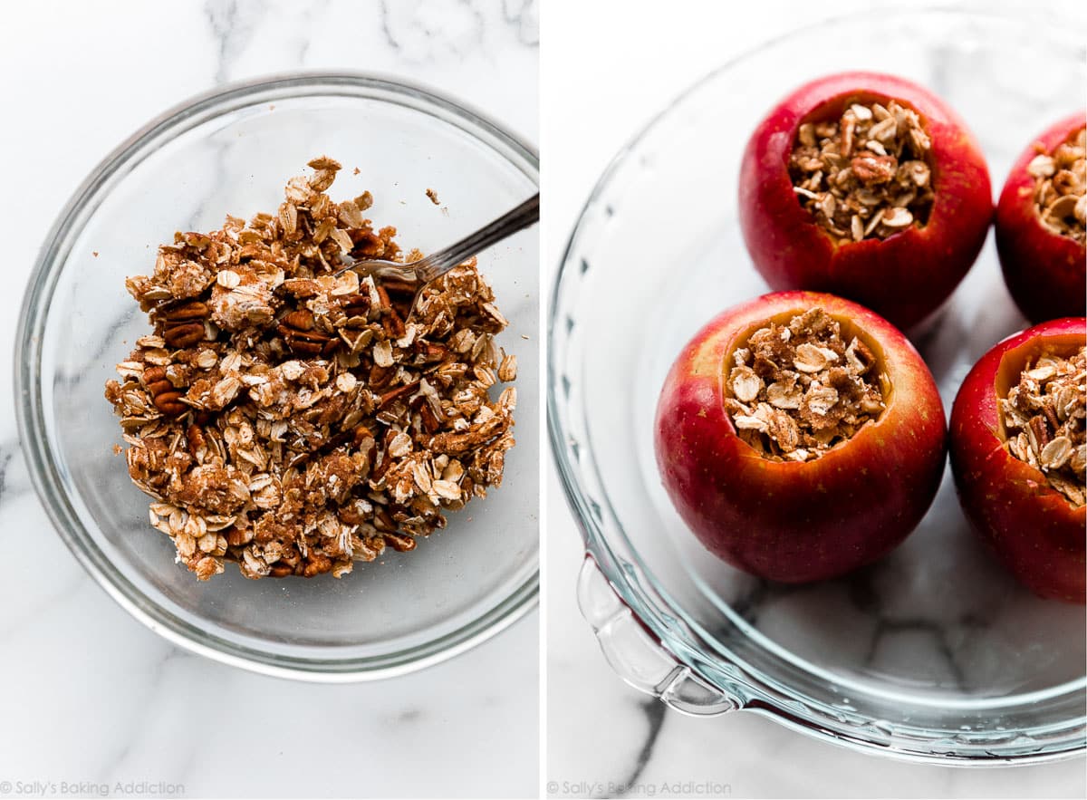 brown sugar oat crumble in apples