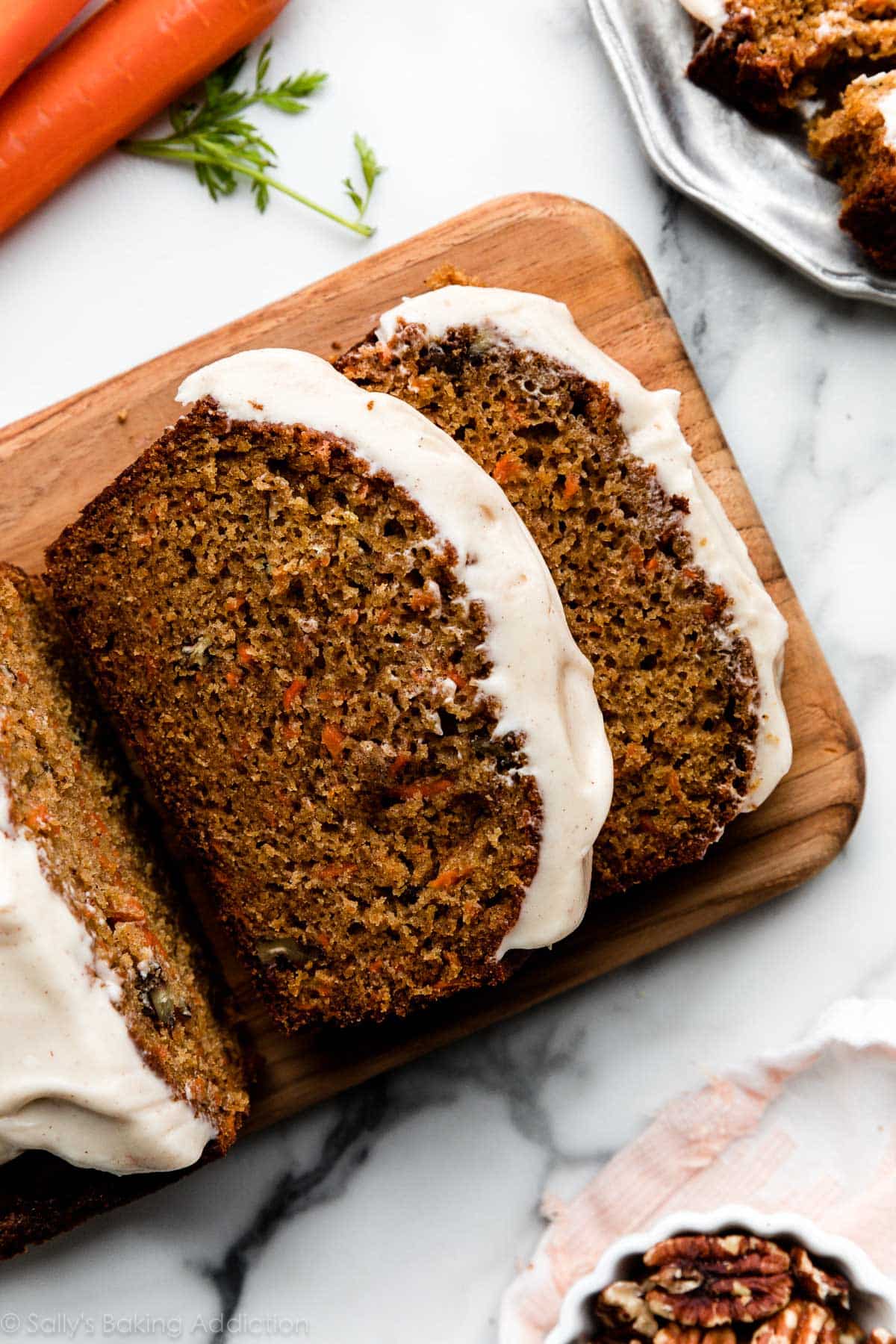 slices of carrot cake loaf