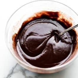 chocolate ganache in a glass bowl