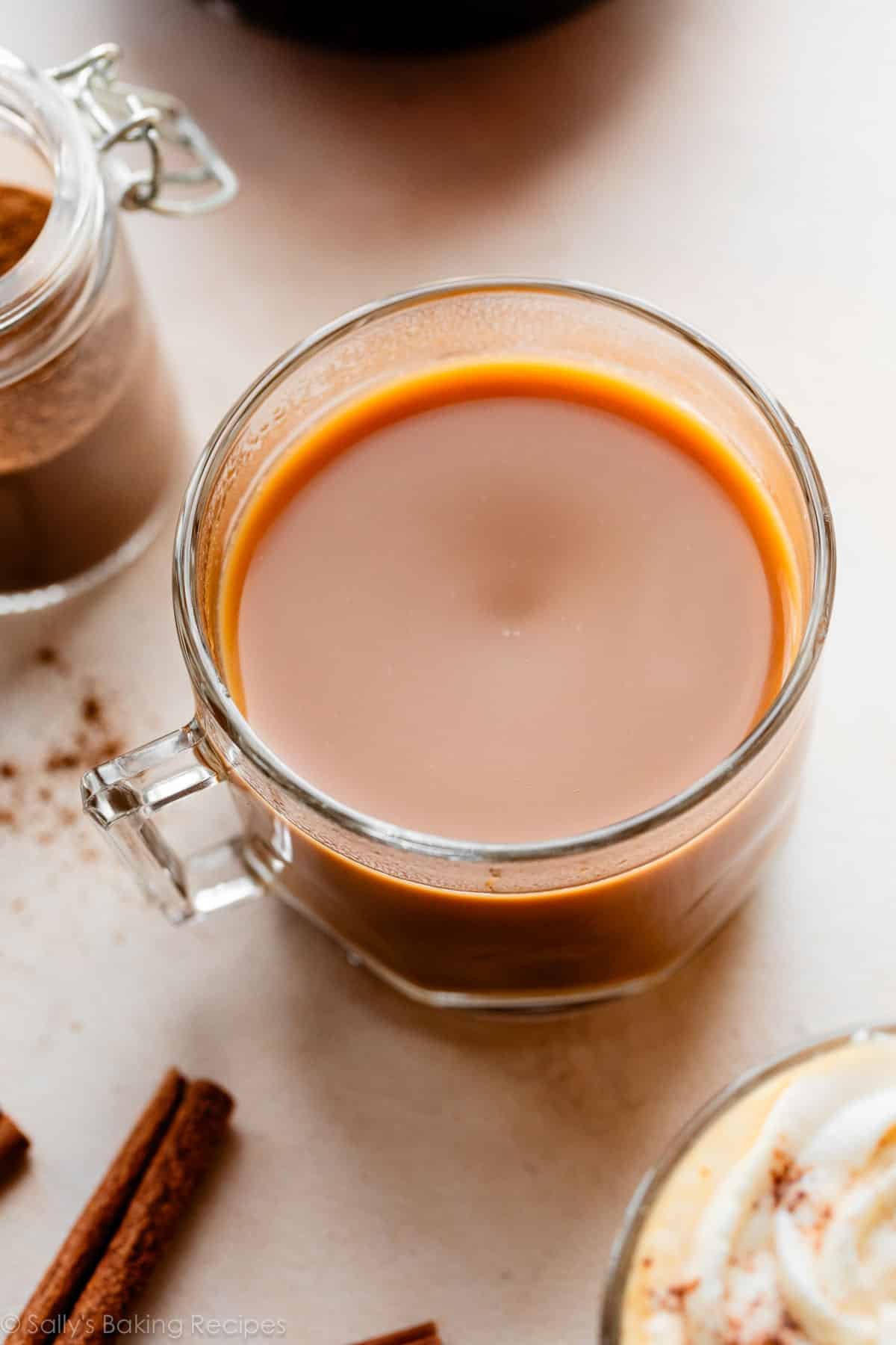 coffee drink in glass mug.