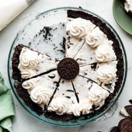 Oreo cookies and cream pie with whipped cream on top