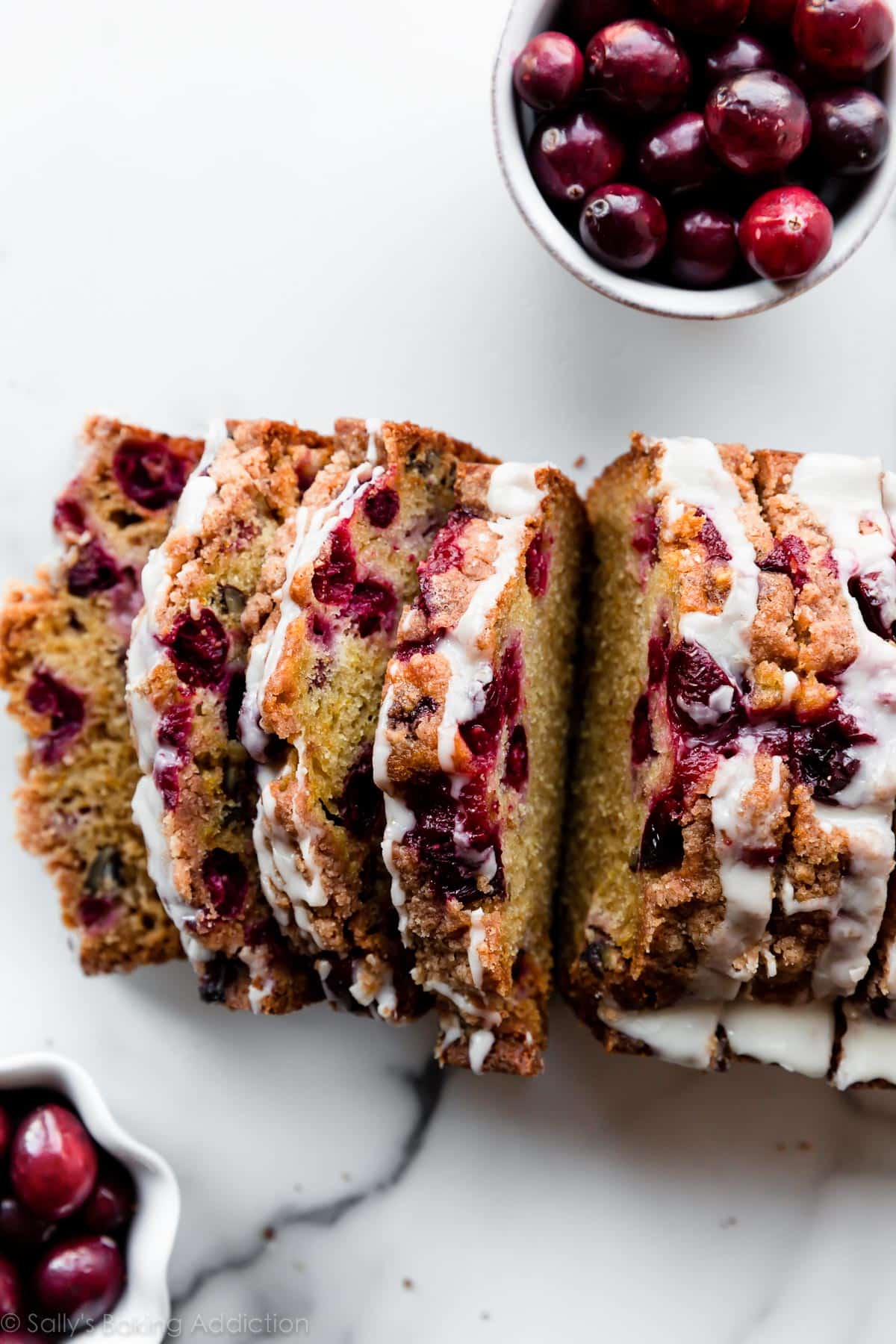 sliced loaf of orange cranberry bread