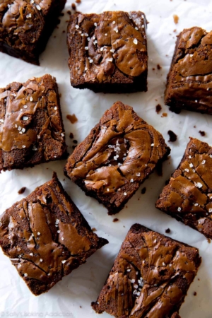 Nutella brownies cut into squares