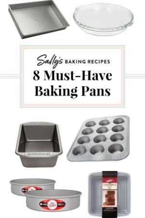 collage of baking pans with Sally's Baking Recipes logo