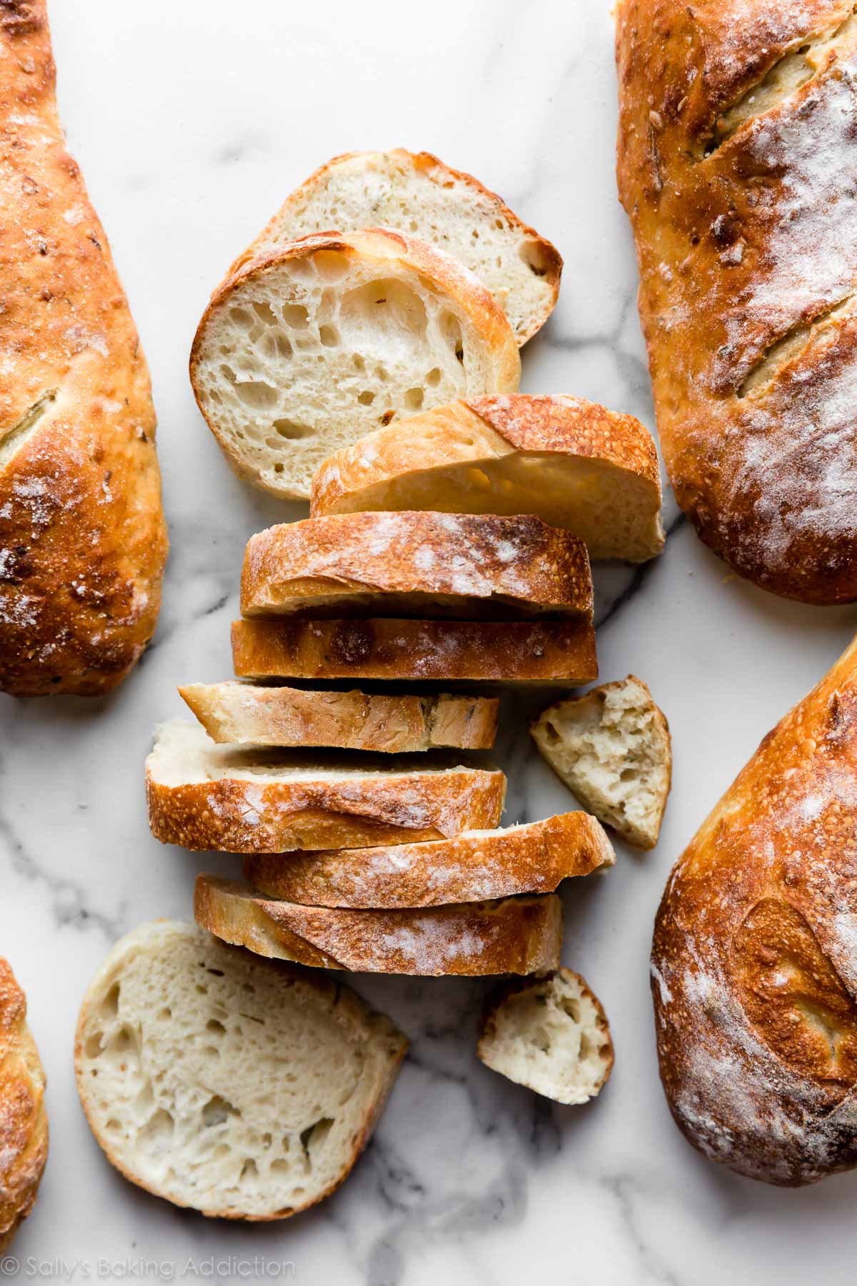 slices of homemade artisan french bread