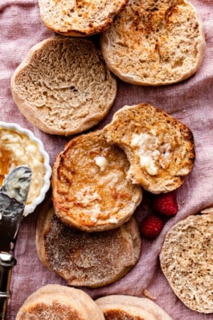 homemade honey wheat english muffins