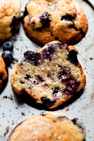 center of a blueberry muffin