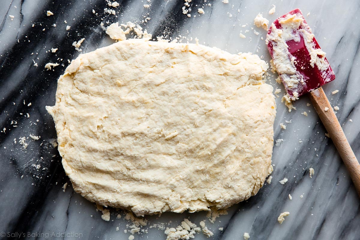 biscuit dough shaped into a rectangle