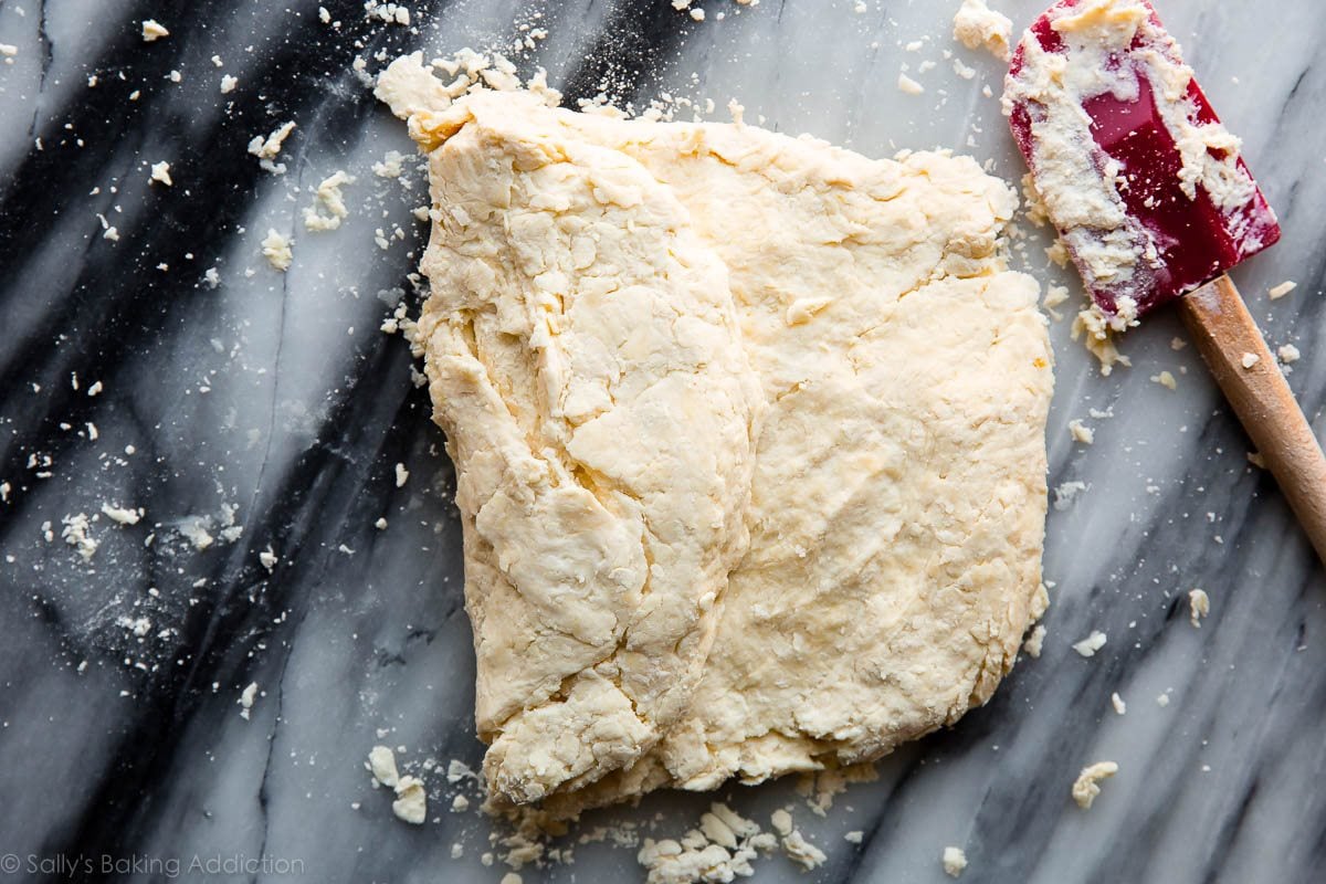 biscuit dough rectangle with left side folded over