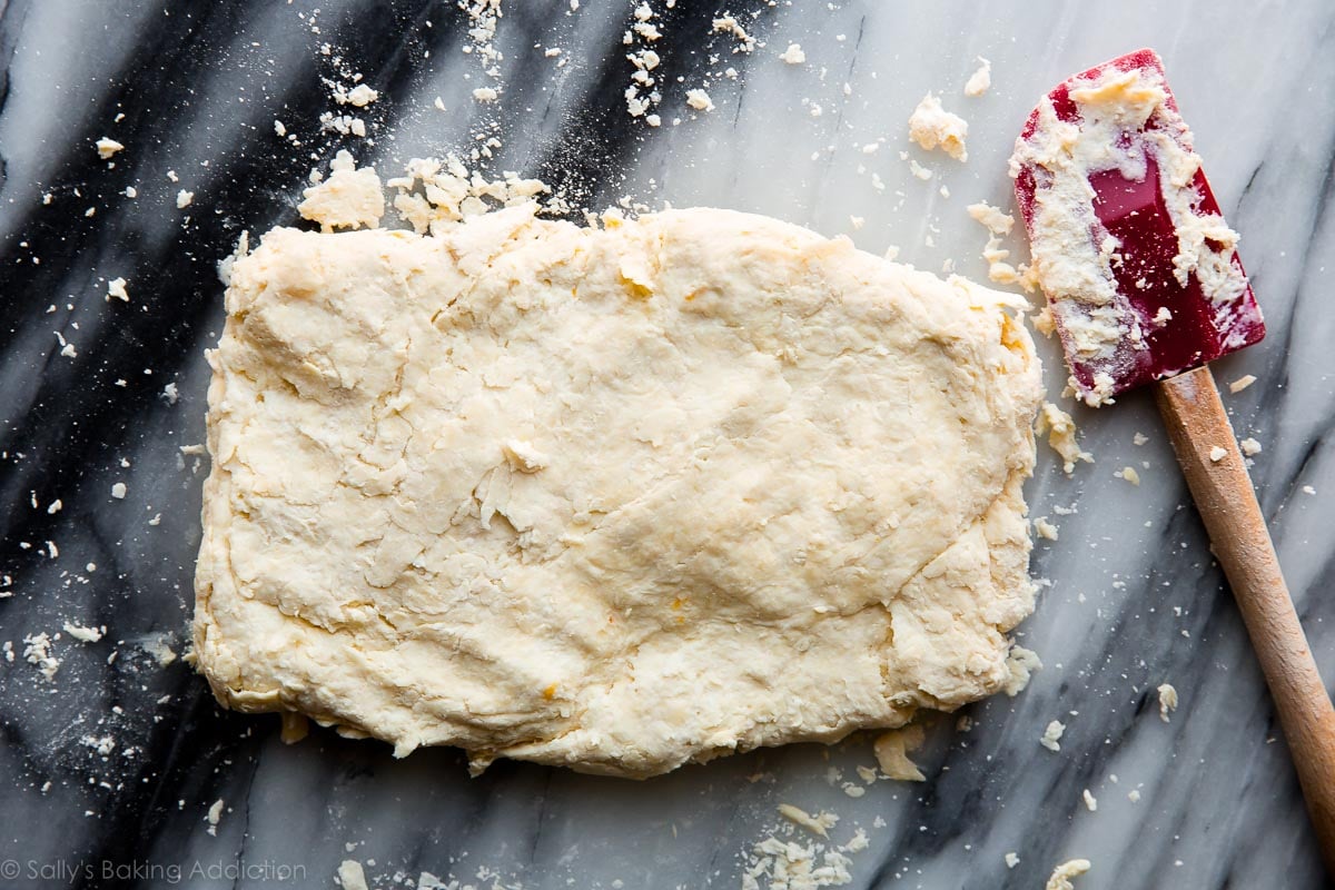 biscuit dough shaped into a rectangle