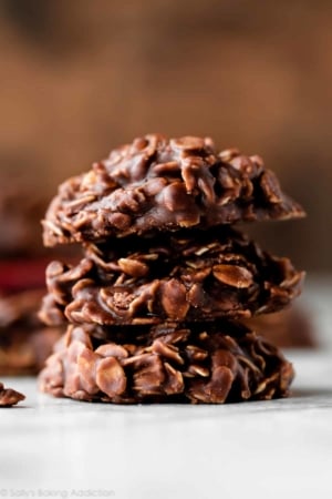 stack of no bake cookies