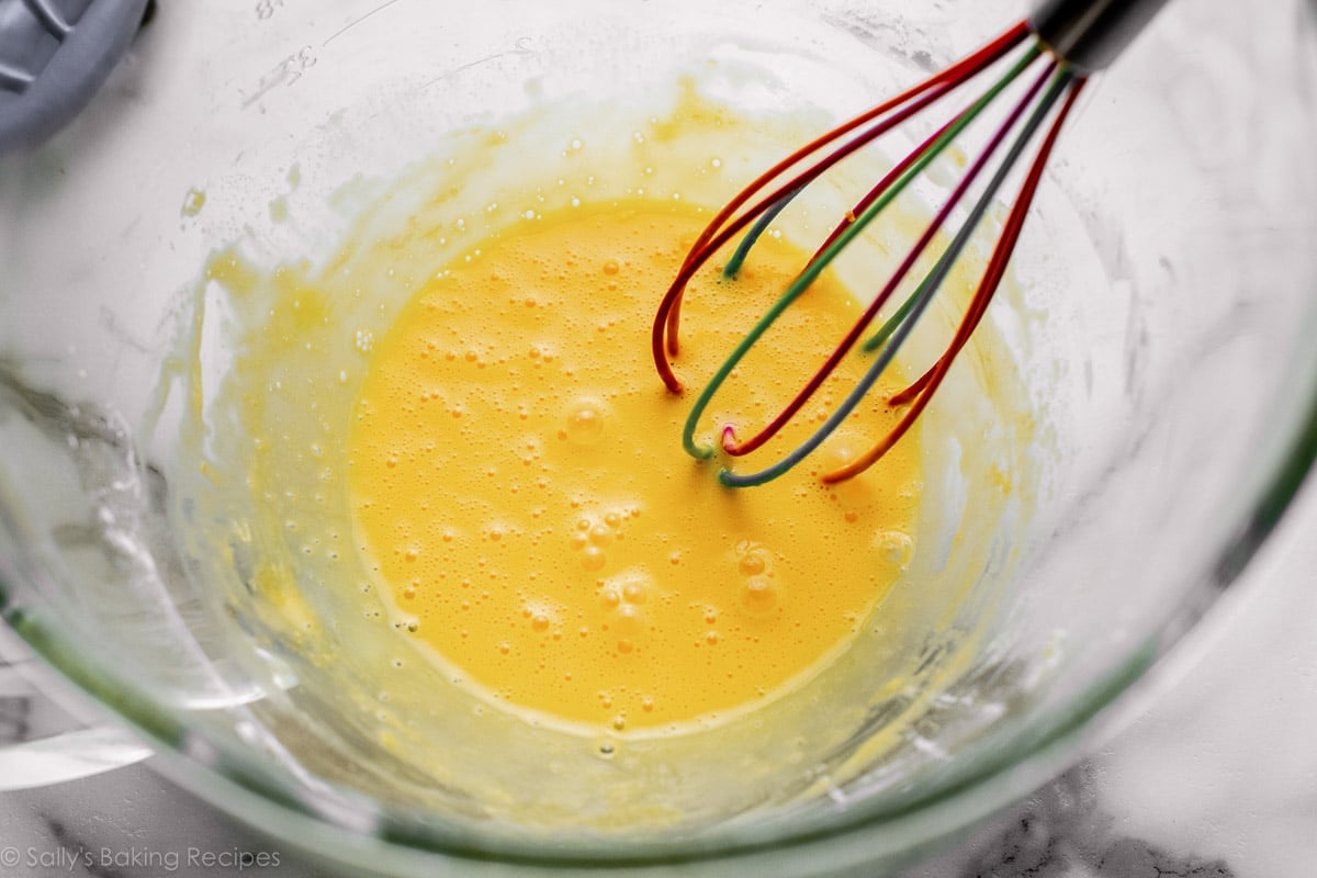 thinned out tempered egg yolks.