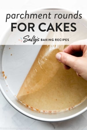 peeling parchment paper round off bottom of round cake pan.