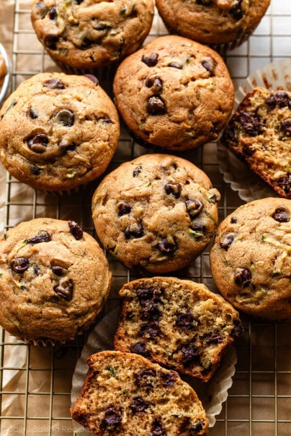 chocolate chip and peanut butter zucchini muffins.