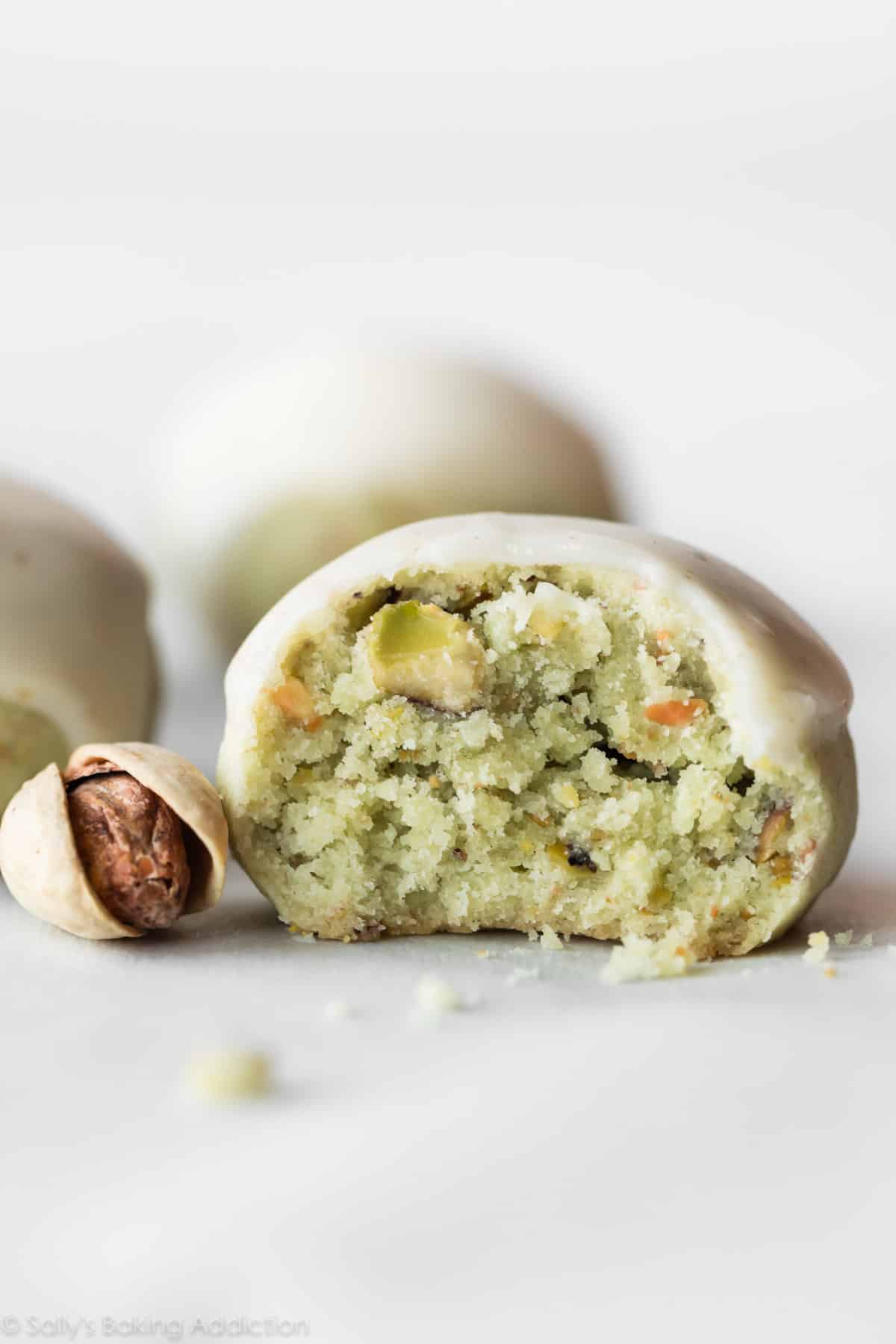 Pistachio cookie with inside showing