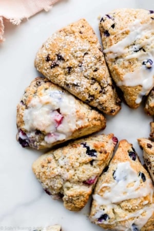 Mixed berry scones and chocolate chip scones