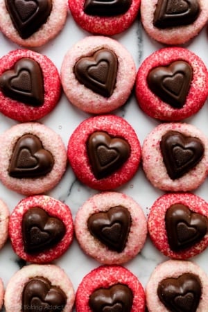 pink and red sparkle Valentine's day cookies