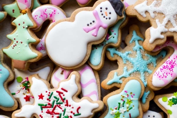 decorated Christmas sugar cookies