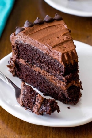 slice of chocolate cake on a plate