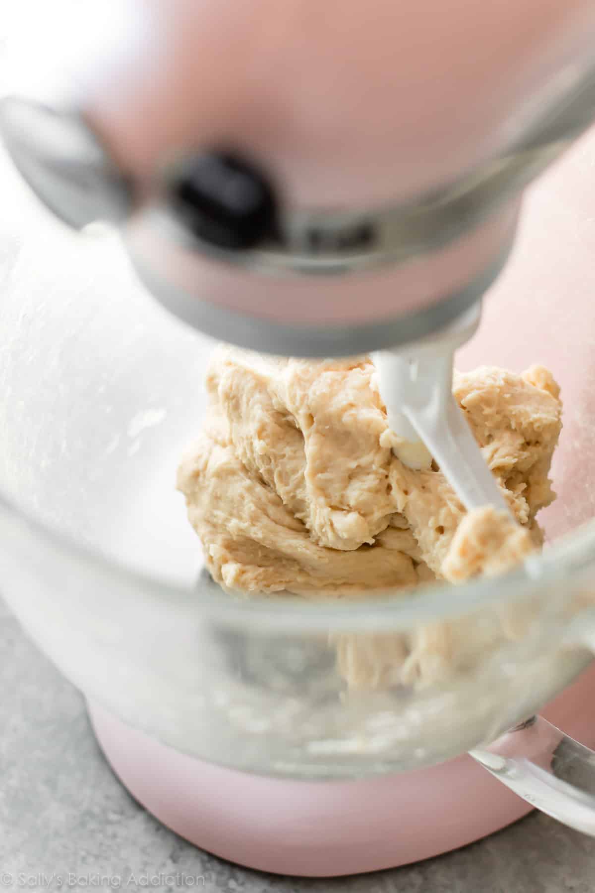 Dinner roll yeast dough in mixer